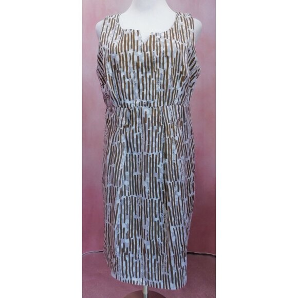 Robbie Bee Women's 10 Brown White Abstract Print Sleeveless Dress - Picture 1 of 9